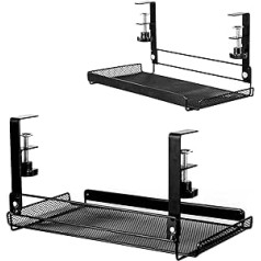 Baskiss Pack of 2 Cable Duct Desk, 36 cm Sturdy Table Cable Holder for Cable Tidy, Metal Cable Tray Under Desk for Desks, Offices and Kitchens