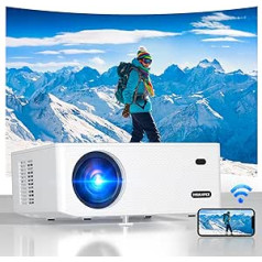 Projector 5G WiFi, VISULAPEX S1 1080P Full HD Projector, 15000 Lumen Projector LCD 220 Inch Display, Home Cinema / Outdoor / Compatible with TV Stick/X-Box/DVD/Laptop/Smartphone Small Projector