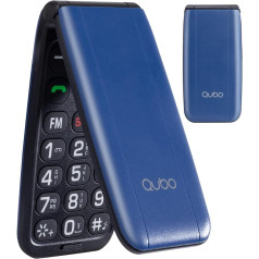 Qubo Flip Phone for Seniors with Large Buttons, Neon Blue
