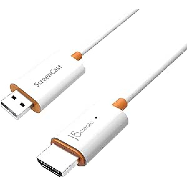 j5create ScreenCast HDMI Wireless Display Adapter Receiver - Mirrors Phone, Tablet, Laptop to HDTV - Compatible with MiraCast, AirPlay, Android, Windows 10 PC, iOS, iPhone, Tablet (JVAW56)