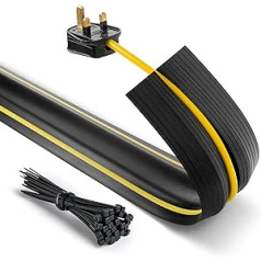 Deeba UK Floor Cable Cover with Cable Ties, Heavy Duty Wire Cover and Non-Slip Bottom, Protects Cables and Prevents Tripping Hazards, Gyms, Factories and Garages (4m)