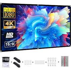 Vercorkin Projector Screen 60 Inch Projection Screen Portable, 16:9/Wrinkle-Free/160°/Washable/Foldable/Double-Sided Video Projection, Indoor/Outdoor, Includes Nail Hook and Handbag (60 Inches)