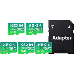 KEXIN SD Card 128 GB Micro SD Cards Pack of 5 Micro SDXC U3, A1, V30, C10 Micro SD Card