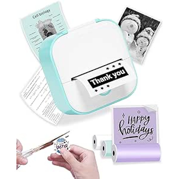 Phomemo T02 Mini Printer, Mini Photo Printer for Children's Day Birthday, Tiny Sticker Printer, Mobile Phone Smartphone Thermal Printer for Study, Note, Picture, Journal, Work, DIY, Gift, Mini Print