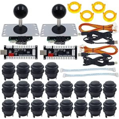 SJ@JX Arcade Game DIY Kit Arcade Matt Black Button Twins USB Encoder Zero Delay 4 & 8 Way Arcade Fighting Joystick Controller for PC MAME Respberry Pi Retropie