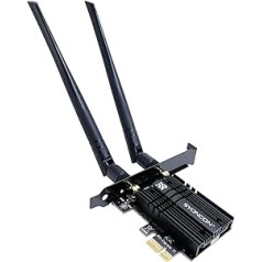 SYONCON WiFi 6E AXE5400 PCIe WLAN Card for PC Intel AX210 Chipset with Bluetooth 5.3 PCI Express Network Card Tri-Bands (6GHz/5GHz/2.4GHz) Up to 5374Mbit/s Suitable for Windows 10/11 (Black)