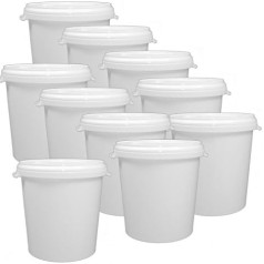 20 x 30 Litre Empty Bucket White Hobbock Plastic Bucket with Lid White