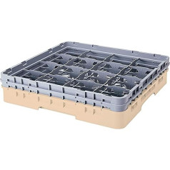 Cambro 9S318 Camracks Polypropylene Rack for 14.9 cm Diameter Stem and Tumblers, Beige, 1/1 Size, 9 Compartments, 9.2 cm Height, Pack of 5