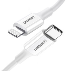 Kabelis iPhone MFi USB-C - Lightning 20W 3A 0,5m balts