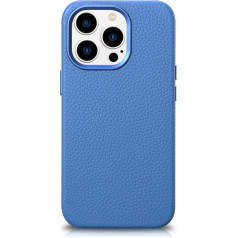 Icarer iPhone 14 Pro magnētisks ādas maciņš ar MagSafe Litchi Premium Leather Case zilu