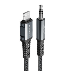 Acefast AUX audio kabelis iPhone MFI Lightning - 3,5 mm mini ligzda 1,2 m pelēks