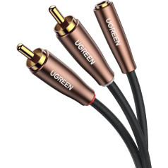 Adaptera kabeļa audio kabelis 3,5 mm mini ligzda - 2x RCA vīrišķais 2 m brūns