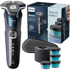 Philips Shaver Series 5000 - Men's Electric Wet and Dry Shaver with Fold-Out Trimmer, Cleaning Station, 4 Cleaning Cartridges & Travel Case (Model S5885/69)