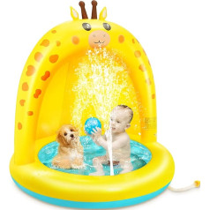 lenbest Baby Pool - Giraffe Baby Splash Pool with Thickening Canopy and Extra Soft Bubble Base - Inflatable Baby Pool with Water Fun Summer Indoor Outdoor Garden Beach for Children