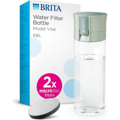 BRITA Water Filter Bottle Light Green Portable Water Filtration Bottle for Hydration on the Go Filters Chlorine, Organic Impurities, Hormones & Pesticides and Preserves Important