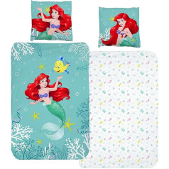 MTOnlinehandel Ariel Mermaid Bed Linen Duvet Cover 135 x 200 cm 80 x 80 cm Cotton · Children's Bed Linen for Girls Disney Princess Mermaid · 2-Piece