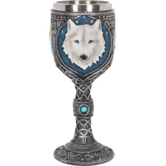 Nemesis Now Ghost Wolf 10cm Resin Goblet with Stainless Steel Insert, Blue, One Size