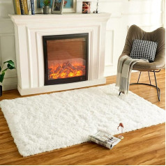 HARESLE Soft Fluffy Rug Non-Slip Living Room Floor Rug Cosy for Winter (Ivory, 90 x 160 cm)