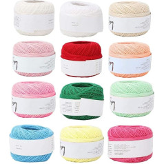 Crochet Yarn, Knitting Yarn, Crochet Threads, Cotton Crochet Yarn for Embroidery, Craft, Needle Embroidery, Knitting Project, Handmade Crafts (12 Colours)