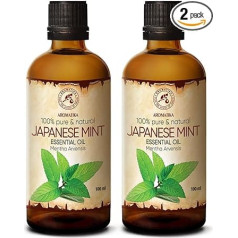 Japanese Mint Oil 2 x 100 ml - Mentha Arvensis - Aromatherapy Essential Oils for Diffusers and Fragrance Lamps - Mint Oil for Soap Making and Candles - Japanese Mint for Skin & Hair and Room Fragrance