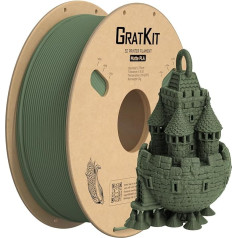 GratKit Matte PLA 3D Printer Filament 1.75 mm, 1 kg Spool, 3D Printing Material with +/-0.03 mm Precision, Easy to Print, Even Winding, Matte Surface 1000 g, Olive Green