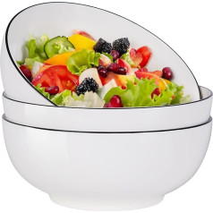 YOLIFE Ceramic Salad Bowls, Large Round Fine Porcelain Noodles Bowls, Pasta Bowls, Set of 3