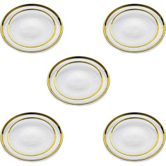 NUPTIO Side Panels Round Charging Trays Glass Bowl with Gold Trim, Glass Plates Dinner Chargers for Receptions Wedding Parties Banquet Table Decoration Events, 10 Pieces (5 Sets)