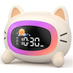 LIORQUE Alarm Clock Children's Light Alarm Clock Children's Sleep Trainer Children Night Light Dual Alarm Clock Sleep Training Sound Machine Rechargeable Children's Alarm Clock Toddler Boys Girls