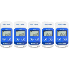 Elitech RC-5 Temperatur Datenlogger - Mini USB Temp Rekorder Interner Externer Sensor Hohe Genauigkeit Temperatur Data Logger 32000 Punkte Record Wasserdicht nach IP65(5Packungen)