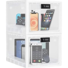 Lucerbern Medication Storage Box, Lockable Box, Box with Lock, Lockable Transparent Box, Personal Safe, Foldable for Medicine, Snack, Mobile Phone Prison, Food (White) (2)