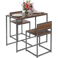 Sogesfurniture BHUS-LD-CT01WNT Dining Table 3-Piece Set Wooden Coffee Table Two Stools Home Kitchen Breakfast Table Side Table