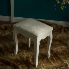 ‎Lebenswohnart LEBENSwohnART League White Baroque Stool Foot Stool Dressing Table Vintage Country House