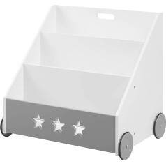 Woltu KR003 Children's Bookcase Shelf for Children, Toy Shelf with Wheels, 3 Shelves, Small Wooden Standing Shelf, Multi-Purpose Organiser for Children's Room, Storage Shelf