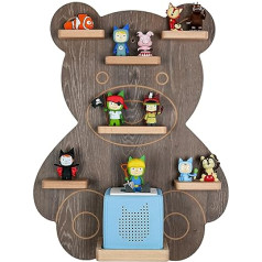 Mr Teddy Bear Children's Shelf Bear Wooden Shelf for Toniebox and Tonies Tonie Shelf Made in the EU Wall Shelf for Playing and Collecting for Girls and Boys Dark Oak