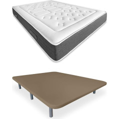 Duérmete Online 3D Padding Reinforced Noise Free with 5 Reinforcement Bars Organic Nature + 6 Metal Feet 27cm 135x190cm Beige