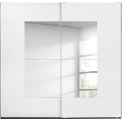 Rauch Möbel Crato Schrank Schwebetürenschrank 2-türig in Weiß mit Spiegel inkl. Zubehörpaket Classic 2 Kleiderstangen, 4 Einlegeböden, 1 Hakenleiste, BxHxT 218x210x59cm