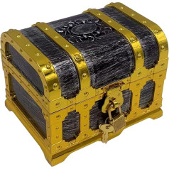 Okima Kids Pirate Treasure Chest Vintage Decoration Teacher Classroom Rewards Storage Box with Lock and Key for Kids Birthday Halloween Christmas