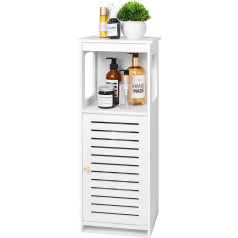 Aiiktota White Modern Bathroom Cabinet, Freestanding Storage Cabinet with Door and Roller Shutters, Waterproof Bathroom Furniture Cabinet for Living Room, Bedroom, Kitchen, etc. (20 x 27 x 65 cm)