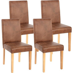 Mendler Littau Set of 4 Dining Chairs / Kitchen Chairs / Textile / Faux Suede / Light Legs