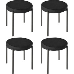 Homcom Set of 4 Dining Room Stools Dining Room Chairs Stackable Counter Stools with Padded Seat Round Stools for Kitchen Dining Room Velvet Black 41.5 x 41.5 x 46 cm