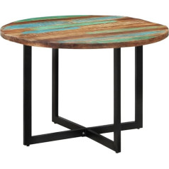 Vidaxl Dining Table Round Kitchen Table Dining Room Table Wooden Table for Restaurant Dining Room Kitchen 110 x 75 cm Old Wood Solid