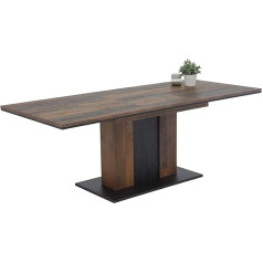 Apollo Atlanta Dining Table Column Table Melamine Coated Wood with Oldwood Decor Extendible 160-210 x 90 x 75 cm