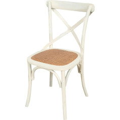 Biscottini Holzsthul 46 x 42 x 86 cm Solid Ash and Rattan Seat with Aged Wooden Surface - Dining Room Chairs Made of Weathered Wood - Vintage Chairs Made in Italy