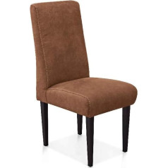 Cavadore Malm Dining Room Chair / Upholstered Chair for Kitchen or Dining Room in Leather Look / with Contrast Stitching / Suitable for Malm Kitchen Set / 48 x 103 x 62 cm / Microfibre: Cognac