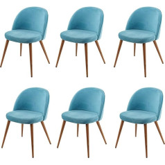 Mendler HWC-D53 Set of 6 Dining Room Chairs Kitchen Chairs Retro 50s Design Velvet Turquoise