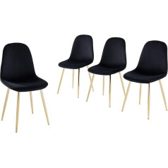 Baïta BAÏTA Lena OR Set of 4 Chairs, Velvet Black, Length 44 cm