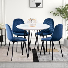 Goldfan Dining Table with 4 Chairs Round Kitchen Table 4 Fabric Chairs for Dining Room Kitchen 80 cm