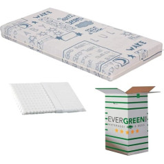 Evergreenweb Materassi & Beds Evergreenweb Mattress for Cot or Cot Bed 60 x 125 cm High and 12 cm High + AntiISOFFOCO Fitted with Natural Cotton Cover Removable Cover with Zip and Machine Washable Colour: White & Blue ANALLERGICO, Anti-Bacterial, Mite Pro