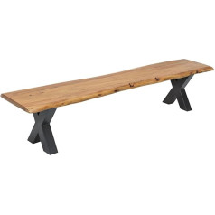 Riess Ambiente Solid Tree Trunk Bench Mammut 200 cm Acacia Solid Wood Bench Dining Room