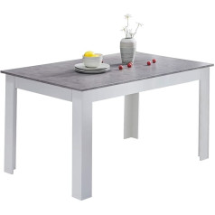 Ofcasa Modern Dining Table White and Wood Rectangle Kitchen Table 4-6 Seater Dining Table Kitchen Restaurant Outdoor 140cm